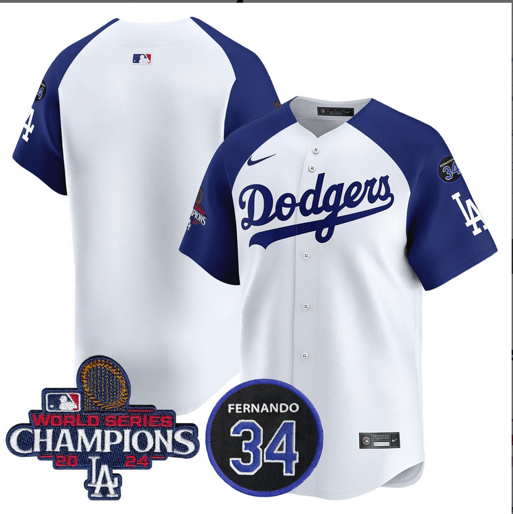 Men MLB Los Angeles Dodgers  blank white 2024 World Series Champions Patch Limited Jersey style 2->los angeles dodgers->MLB Jersey